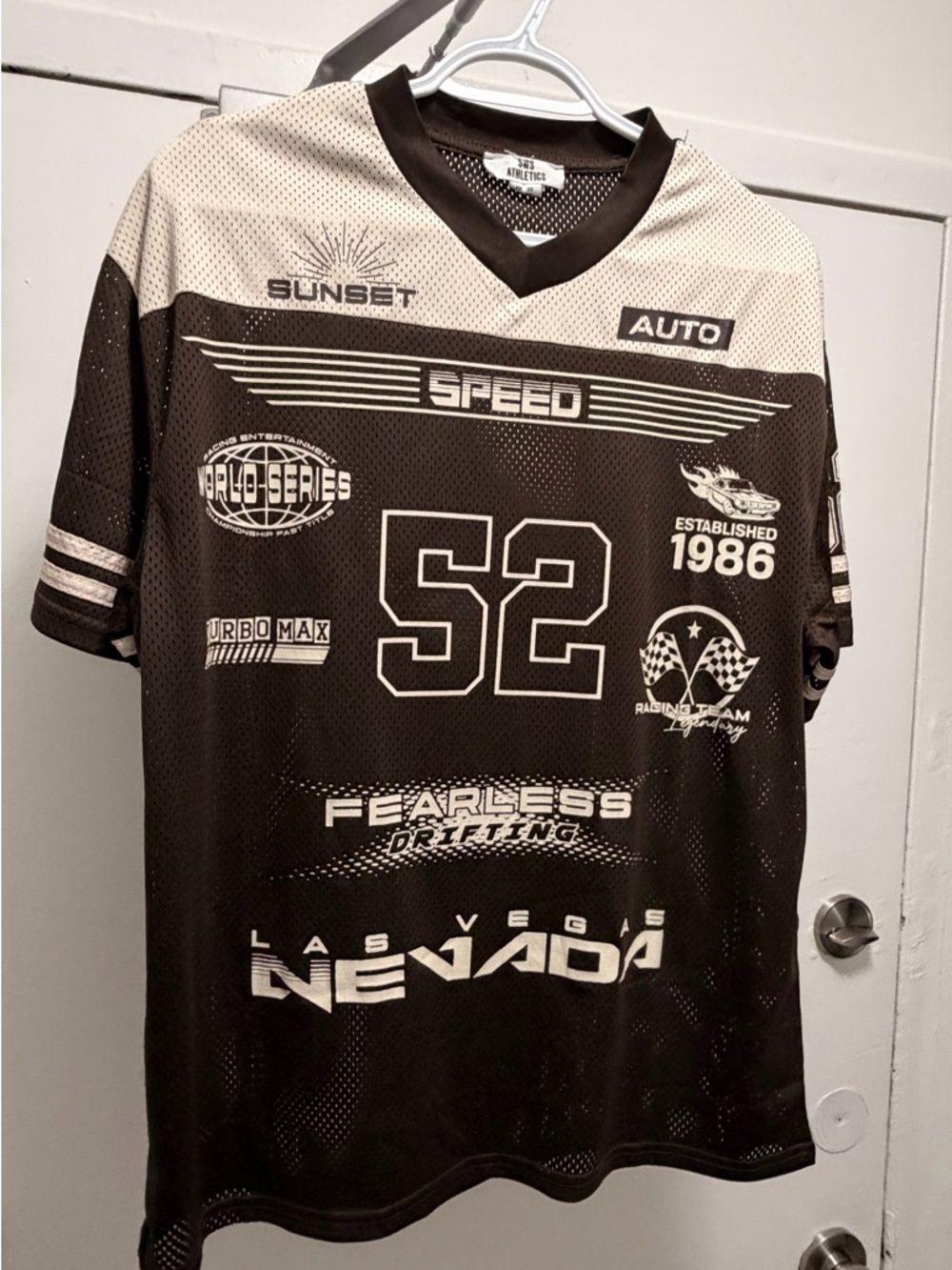 Unisex Speed Mesh Jersey in Black and White - Athletic Racing Graphic